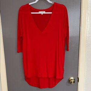 Express Red V-Neck Tunic Top Large